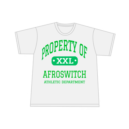 "AFROSWITCH X ZOSHI ATHLETIC DEPT" TEE [WHITE/GREEN]