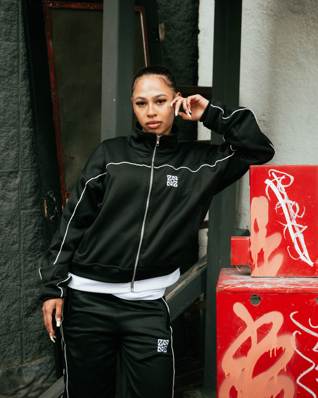 "BOSSWORK" TRACK JACKET [BLACK/WHITE]