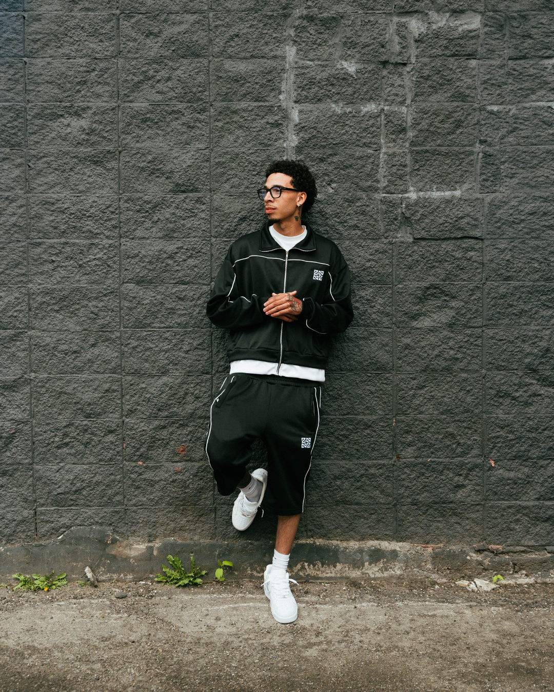 "BOSSWORK" TRACK SHORTZ [BLACK/WHITE]