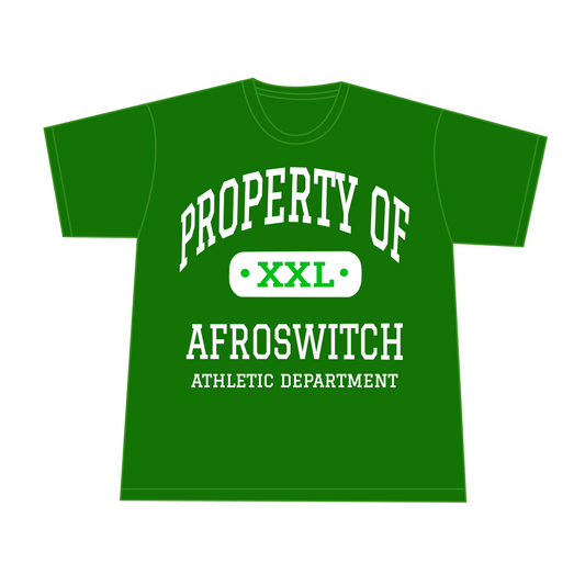 "AFROSWITCH X ZOSHI ATHLETIC DEPT" TEE [GREEN/WHITE]